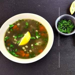 Veg broth lemon coriander soup