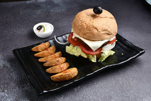 Veg Patty Burger & Wedges
