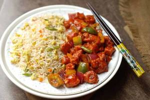 Chicken Chilli With Plain Rice