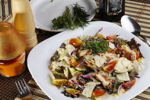 Crispy Chicken Saladmixed Lettuce Leaves