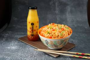 Veggie Maggi with Mango Fizz Bubble Tea