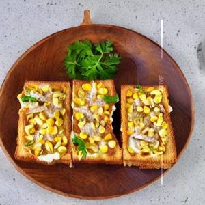 Corn mushroom cheese toast