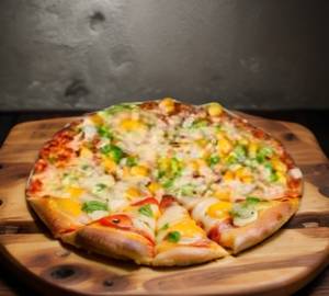 Corn and cheese pizza