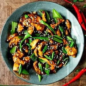 Asian Greens Tossed In Chilli Garlic Sauce  Chicken