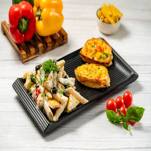 Alfredo White Sauce Veggies Pasta with Bruschetta (2 Pcs) - Veg