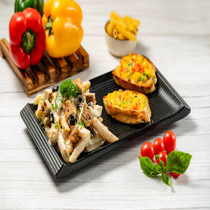 Pesto Sauce Veggies Pasta with Bruschetta (2 Pcs) - Veg
