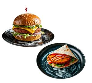 1 Veg Burger + 1 Grimm's Fiery Bouquet