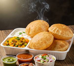 Puri Sabji (06 Puries, Mix Vegetable Sabji, Dahi, Pickle & Salad)