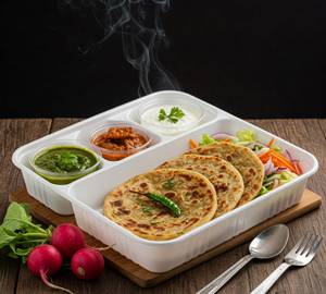 Muli Paratha (Served With: 02 Muli Paratha + Chutney + Pickle + Curd & Salad)