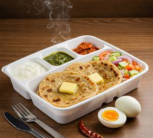 Egg Paratha (Served With: 02 Pcs Egg Paratha + Chutney + Curd + Pickle + Salad)