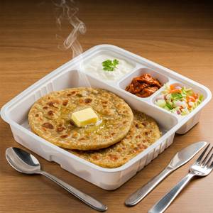 Cabbage Paratha (Served With: 02 Pcs Cabbage Paratha + Chutney + Curd + Pickle + Salad)