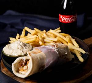 Chicken Shawarma With Salad [khubooz] + French Fries + Coke [250 Ml]