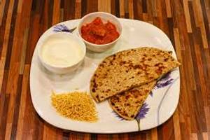 2 Tawa Paneer Pyaaz Paratha With Curd And Pickle