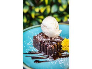 Hot Brownie With Hot Chocolate And Ice Cream