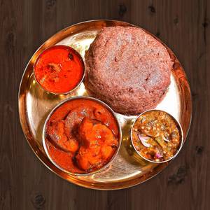 Ragi sangati with fish curry