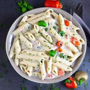 Veg penne white sauce pasta