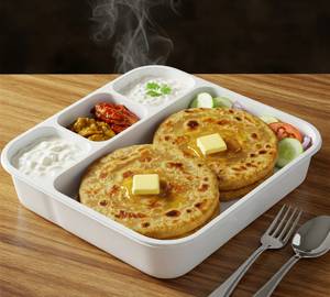 Allu Paratha (Served With: 02 Pcs Allu Paratha + Chutney + Curd + Pickle + Salad)