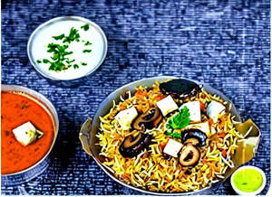 Mushroom Paneer Dum Biryani