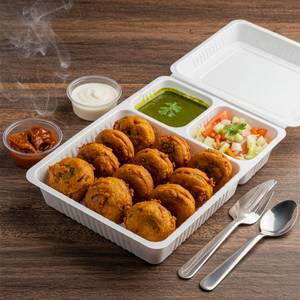Onion Pakoda (Served With: 12 Pcs Onion Pakoda + Chutney + Pickle + Curd & Salad)