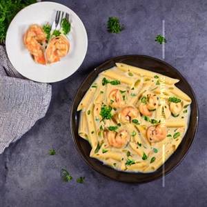 Prawn Pasta in Creamy Alfredo Sauce
