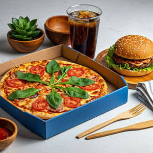 Mix Veg Pizza+veg Burger+cold Drinks