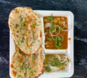 Aloo Cheese Kulcha with Chole and Salad