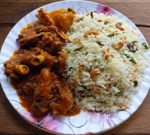 Pulao with mutton masala curry