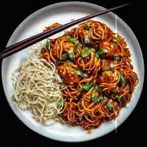 Chicken Manchurian Noodles (Plate)