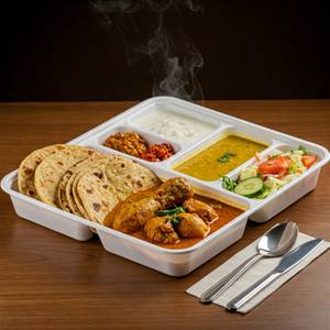 Chicken Roti Combo (05 Roties, Chicken Curry, Masor Dal, Chutney, Pickle, Salad, Curd & 1 Rasgulla)