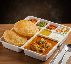 Chicken Puri Combo (06 Puries, Chicken Curry, Masor Dal, Chutney, Pickle, Salad, Curd & 1 Rasgulla