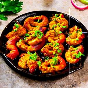 Hot Mustard Prawns 