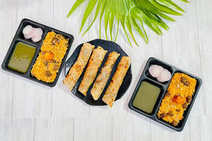Pack of 4 kebab roll with 2 veg biryani