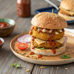 Double Tikki Super Cheesy Veg Burger