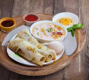 Egg curry roti rice