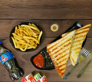 Grilled Chicken Sandwich + French Fries With Soft Drinks (250 Ml)