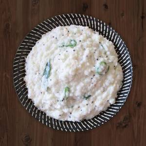 Curd rice with pickle and papad