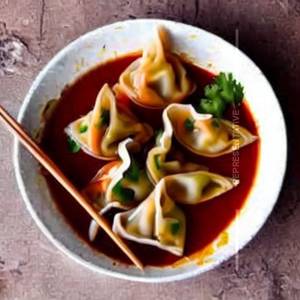Poached Vegetable Wontons in Chilli Oil