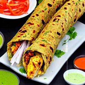 Double Chicken Kati Kebab Roll
