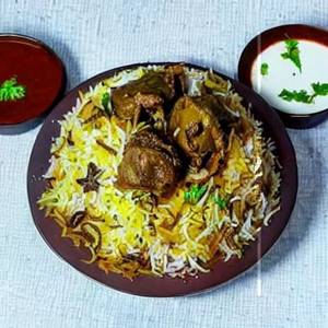 Dum Mashroom Biryani & Raitha (Half)