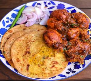 Paratha with chicken masala