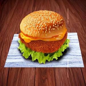 Cheese burst fried chicken burger