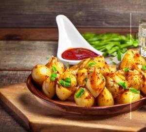 Chilli garlic potato shots