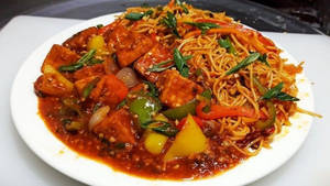 Cheese Chilly With Noodles