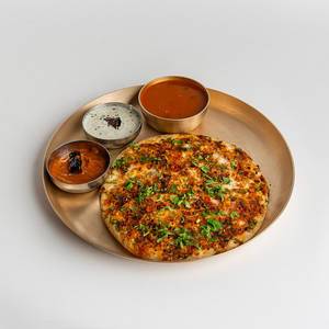 Uttapam With Sambar And Coconut Chutney