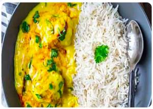 Kadahi pakoda rice bowl