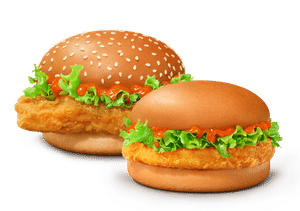 Korean Chicken Surprise Burger + Korean Mc Spicy Chicken Burger