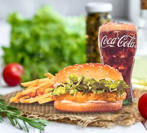 Burger peri peri fries coke