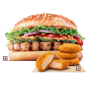 Original Whopper Chicken(XL size Bun)+4pcs Crunchy Chicken Nuggets.