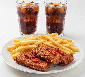 Chilly Pork Dry(3 Pcs) + French Fries + Cold Drinks(250Ml)