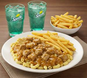 Pork Pasta + Frech Fries + Cold Drinks(250Ml)